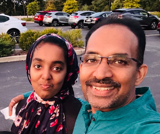 Firos Shamsudeen with daughter Zeba